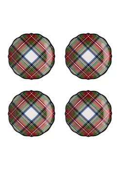 Hot Sale 🥰 Juliska Stewart Tartan Cocktail Plates, Set of 4 🔥