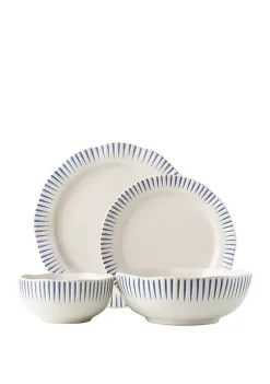 Deals ✨ Juliska Sitio Stripe Indigo 4 Piece Place Setting 😀