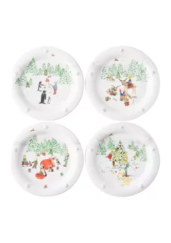 Top 10 ⭐ Juliska Berry & Thread North Pole Cocktail Plates, Assorted Set of 4 🤩 -Juliska store Belk 467