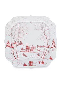 Deals 😍 Juliska Winter Frolic Ruby Santas Cookie Tray Naughty Nice List 🔥